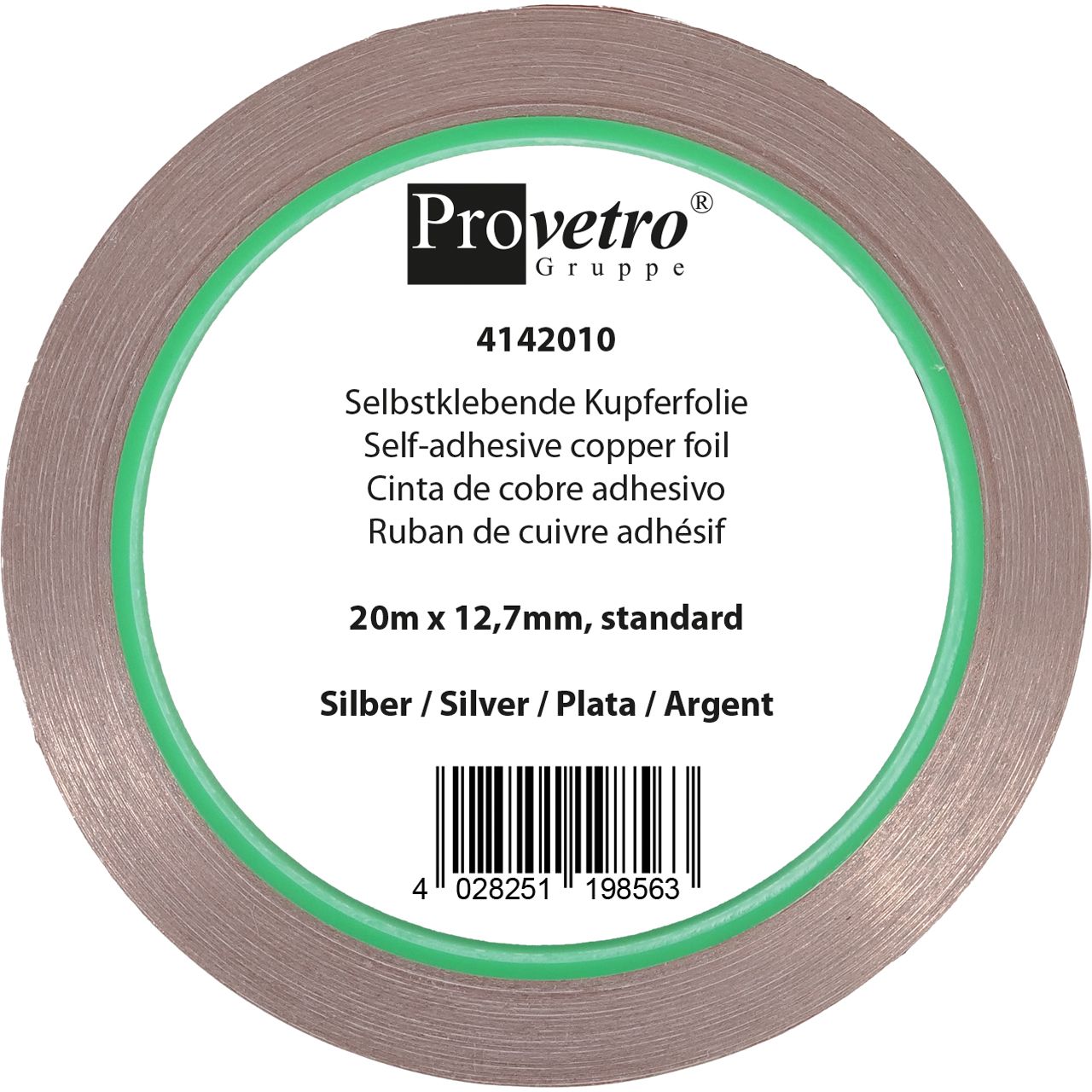 Provetro Kupferfolie 12,7 mm Silber